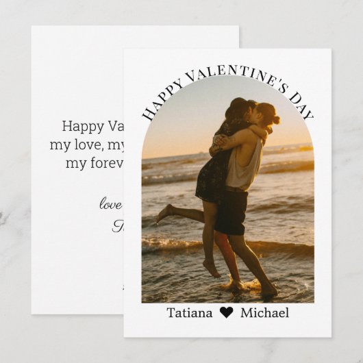 Gelukkige Valentijnsdag Modern Script Arch Foto Feestdagenkaart (Voorkant / Achterkant)