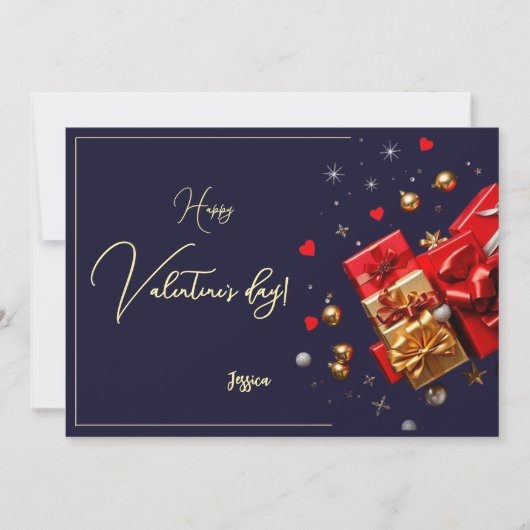 Gelukkige Valentijnsdag Modern script Feestdagenkaart (Voorkant)