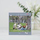 Gelukkige Valentijnsdag Modern Script Foto Bedankkaart (Staand voorkant)