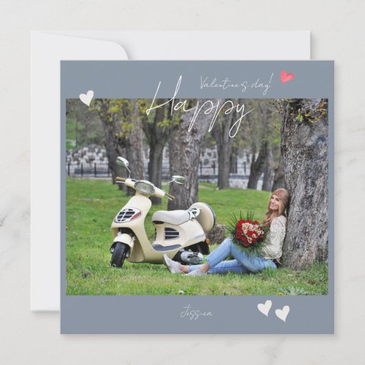 Gelukkige Valentijnsdag Modern Script Foto Bedankkaart (Voorkant)
