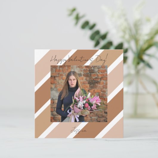 Gelukkige Valentijnsdag Modern Script Foto Kaart (Staand voorkant)