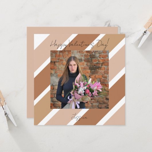 Gelukkige Valentijnsdag Modern Script Foto Kaart (Voorkant / Achterkant in situ)