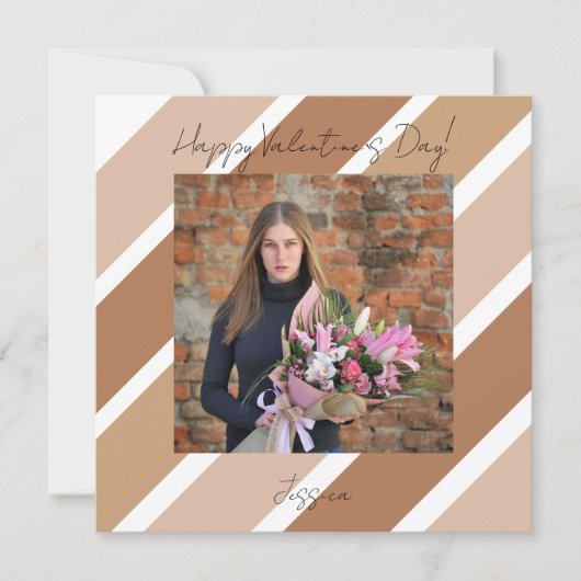 Gelukkige Valentijnsdag Modern Script Foto Kaart (Voorkant)