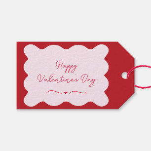 Gelukkige Valentijnsdag Modern Trendy Roze & Rood Cadeaulabel