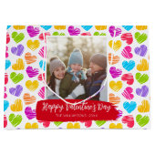 Gelukkige Valentijnsdag Moderne Felle Harten Foto Groot Cadeauzakje (Voorkant)
