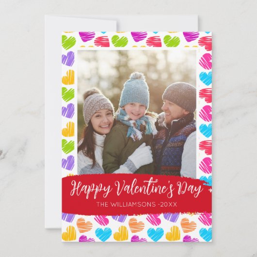 Gelukkige Valentijnsdag Moderne Kleurrijke Harten  Feestdagenkaart (Voorkant)