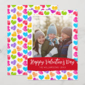 Gelukkige Valentijnsdag Moderne Kleurrijke Harten  Feestdagenkaart (Voorkant / Achterkant)