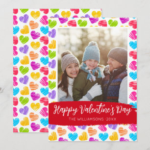Gelukkige Valentijnsdag Moderne Kleurrijke Harten Feestdagenkaart