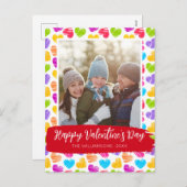 Gelukkige Valentijnsdag Moderne Levendige Harten F Feestdagenkaart (Voorkant / Achterkant)