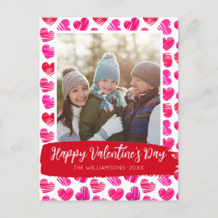 Gelukkige Valentijnsdag Moderne Rode Roze Harten F Feestdagenkaart