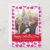 Gelukkige Valentijnsdag Moderne Rode Roze Harten F Feestdagenkaart (Voorkant)