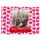 Gelukkige Valentijnsdag Moderne Rode Roze Harten F Groot Cadeauzakje (Achterkant)