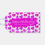 Gelukkige Valentijnsdag Moderne Rode Roze Harten N Cadeaulabel (Achterkant Horizontaal)