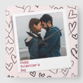 Gelukkige Valentijnsdag Moderne Stijlvolle Romanti Vierkante Klok (Voorkant)