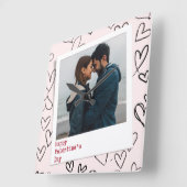 Gelukkige Valentijnsdag Moderne Stijlvolle Romanti Vierkante Klok (Hoek)