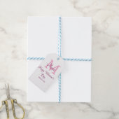 Gelukkige valentijnsdag monogram roze naam liefde  cadeaulabel (Met Touw)