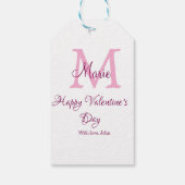 Gelukkige valentijnsdag monogram roze naam liefde  cadeaulabel (Achterkant)
