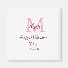 Gelukkige valentijnsdag monogram roze naam liefde  magneet