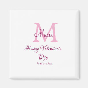 Gelukkige valentijnsdag monogram roze naam liefde magneet