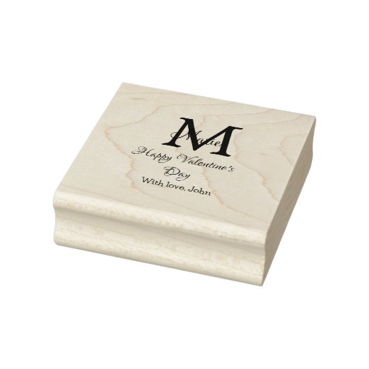 Gelukkige valentijnsdag monogram roze naam liefde rubberstempel (Stempel)