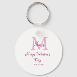 Gelukkige valentijnsdag monogram roze naam liefde  sleutelhanger