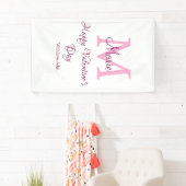Gelukkige valentijnsdag monogram roze naam liefde spandoek (Insitu)