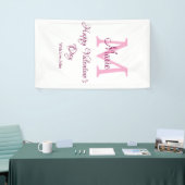 Gelukkige valentijnsdag monogram roze naam liefde spandoek (Beurs)