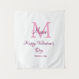 Gelukkige valentijnsdag monogram roze naam liefde  wandkleed