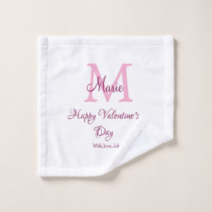 Gelukkige valentijnsdag monogram roze naam liefde  washandje