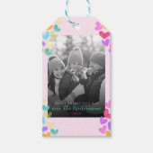 Gelukkige Valentijnsdag Mooie Pastel Hartjes Foto Cadeaulabel (Voorkant)