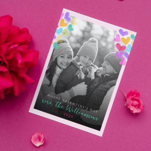 Gelukkige Valentijnsdag Mooie Pastel Hartjes Foto Feestdagenkaart