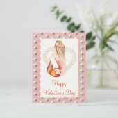 Gelukkige Valentijnsdag Mooie Zeemeermin Parels Briefkaart (Staand voorkant)