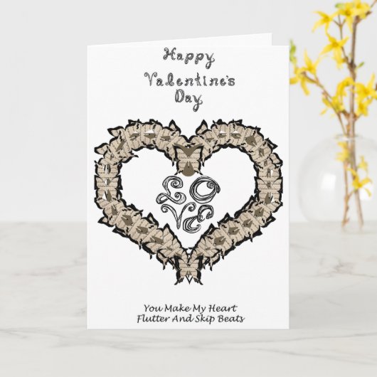 Gelukkige Valentijnsdag Musical Butterflies Heart Kaart (Gele Bloem)