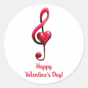 Gelukkige Valentijnsdag Muziek van de Liefde Ronde Sticker