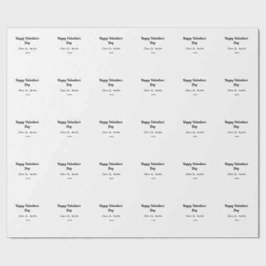 Gelukkige Valentijnsdag naam datum eenvoudig minim Cadeaupapier (Vlak)