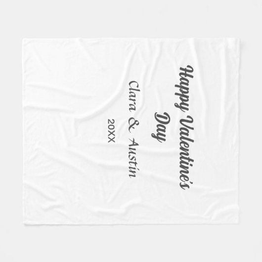 Gelukkige Valentijnsdag naam datum eenvoudig minim Fleece Deken (Voorkant (Horizontaal))