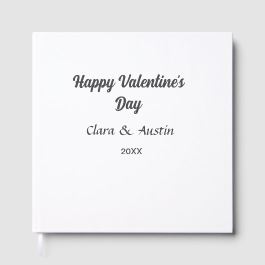 Gelukkige Valentijnsdag naam datum eenvoudig minim Gastenboek (Voorkant)