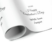 Gelukkige Valentijnsdag naam liefde eenvoudig jaar Cadeaupapier (Rol Hoek)