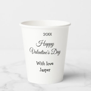Gelukkige Valentijnsdag naam liefde eenvoudig jaar Papieren Bekers