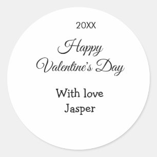 Gelukkige Valentijnsdag naam liefde eenvoudig jaar Ronde Sticker