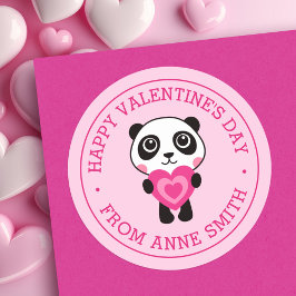 Gelukkige Valentijnsdag naam schattige panda hart  Ronde Sticker