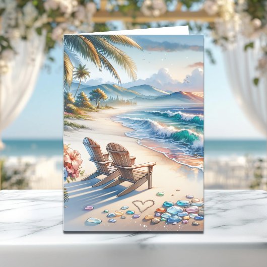 Gelukkige Valentijnsdag | Ocean Waves en Zee Glass Kaart