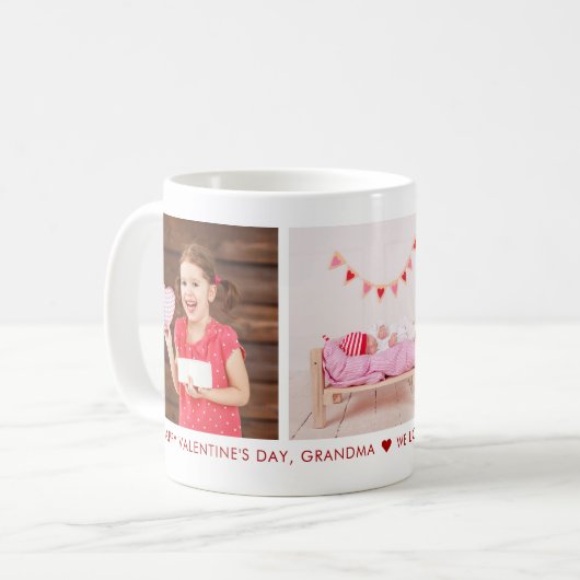 Gelukkige Valentijnsdag Oma 3 Foto Custom Koffiemok (Voorkant links)