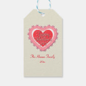 Gelukkige Valentijnsdag op Hart en Roze Bloemen Gi Cadeaulabel (Achterkant)