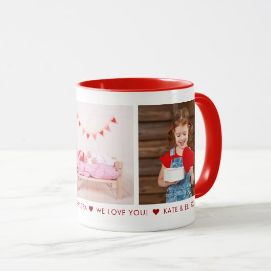 Gelukkige Valentijnsdag Opa 3 Foto Custom Mok (Voorkant rechts)