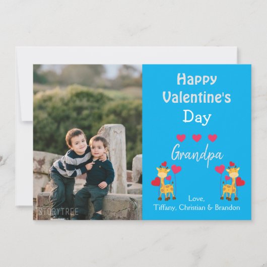 Gelukkige Valentijnsdag Opa Foto Safari Kaart (Voorkant)
