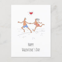 Gelukkige Valentijnsdag paar liefhebbers strand ha