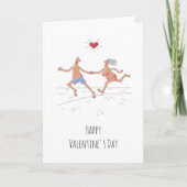 Gelukkige Valentijnsdag paar liefhebbers strand ha Kaart (Voorkant)