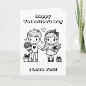 Gelukkige Valentijnsdag | Pagina Kleur mij Kaart (Voorkant)