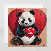 Gelukkige Valentijnsdag Panda Beer Feestdagenkaart (Voorkant / Achterkant)